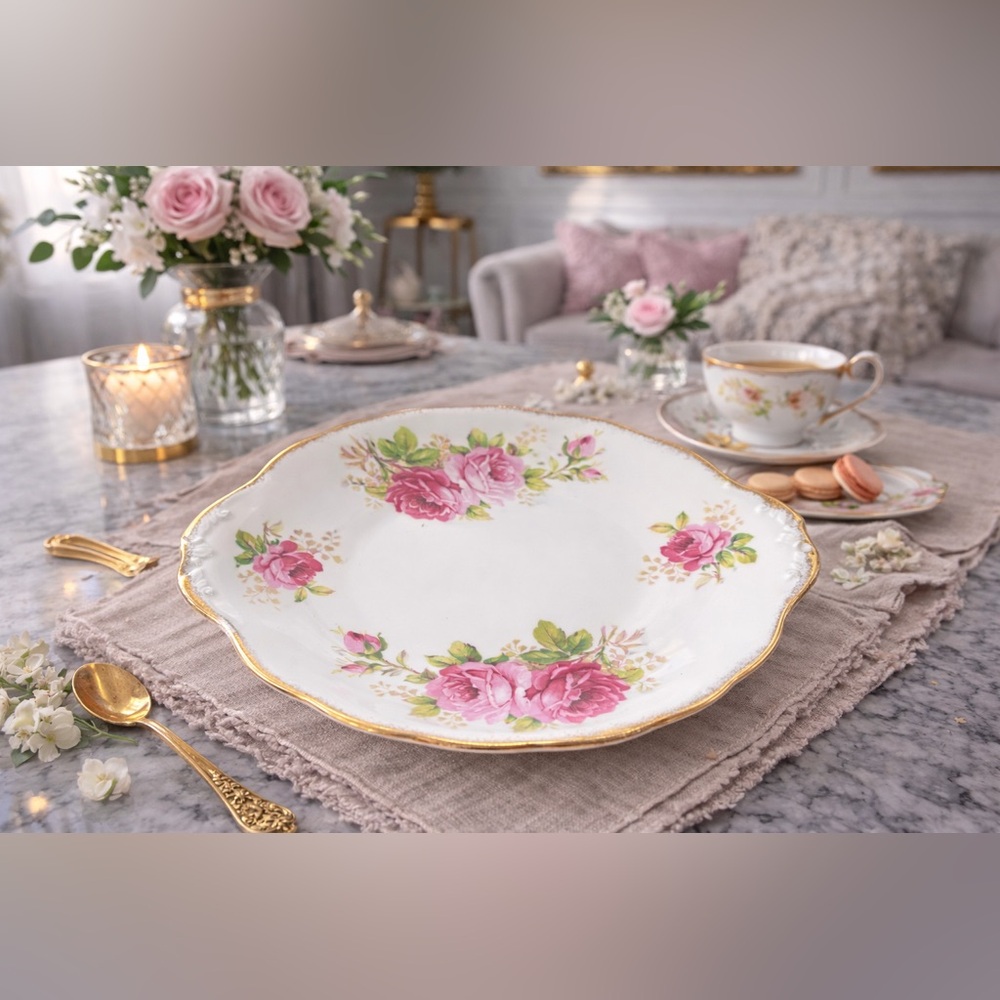 Vintage Royal Albert “American Beauty” Cake Plate – Bone China England